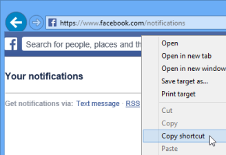 Facebook Notifications page